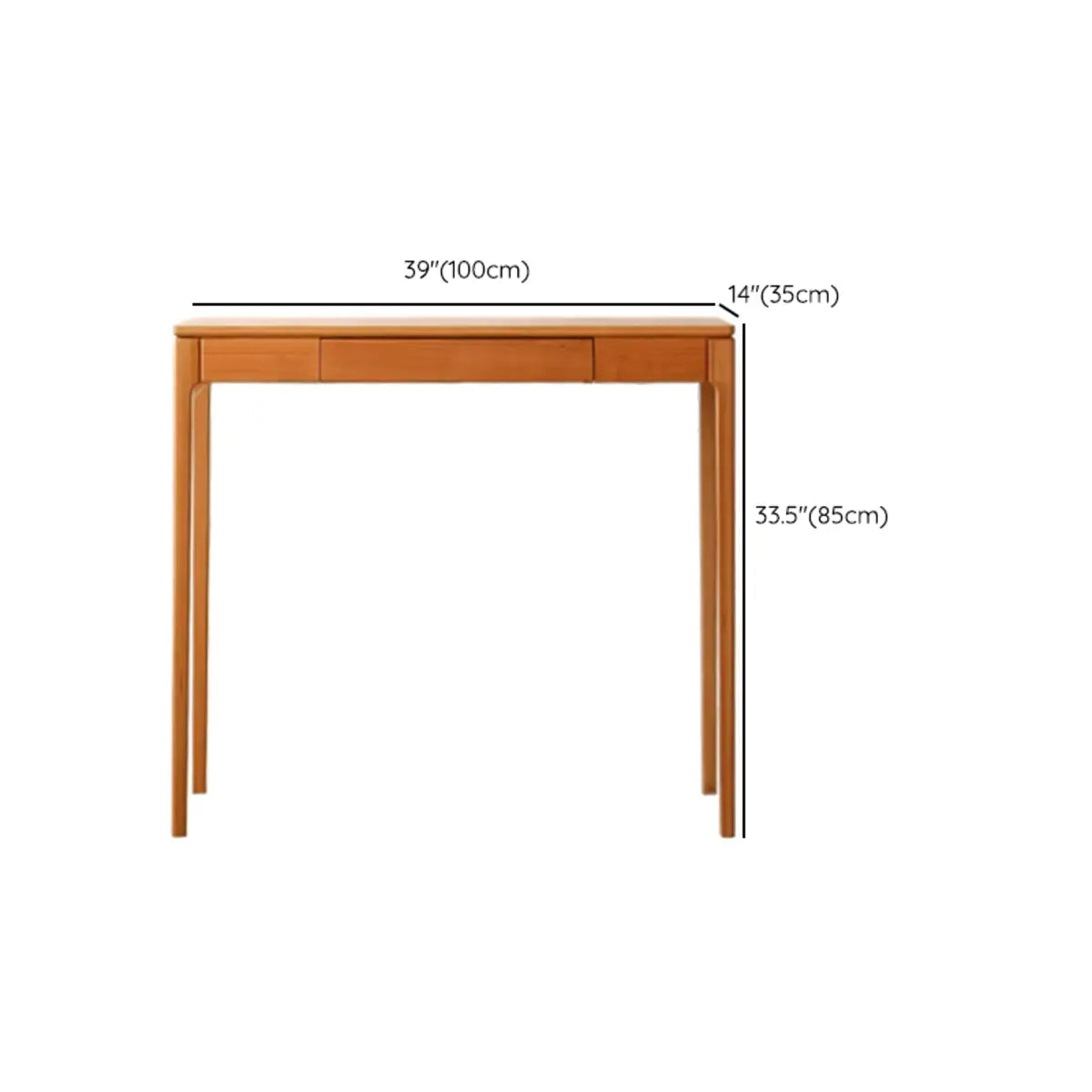 Cherry Wood Rectangular Console Table with Drawers Image - 24