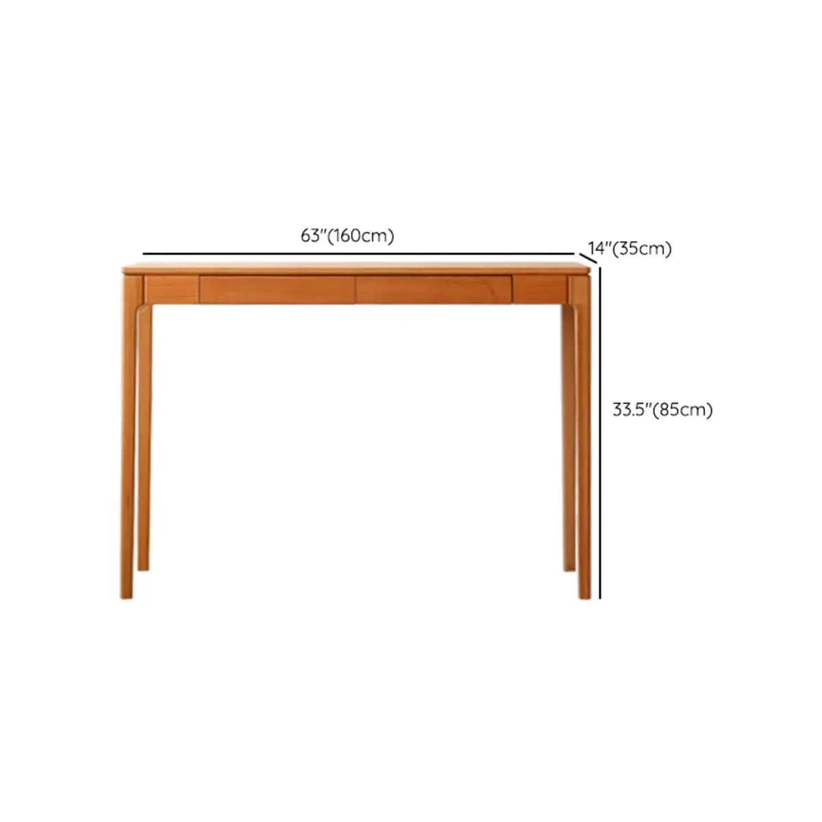 Cherry Wood Rectangular Console Table with Drawers Image - 27