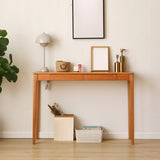 Cherry Wood Rectangular Console Table with Drawers Image - 3