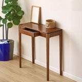 Cherry Wood Rectangular Console Table with Drawers Image - 8