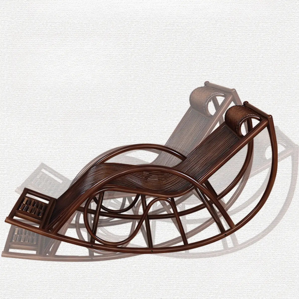 Chestnut Wicker Rattan Track Arms Rocking Chair Image - 11