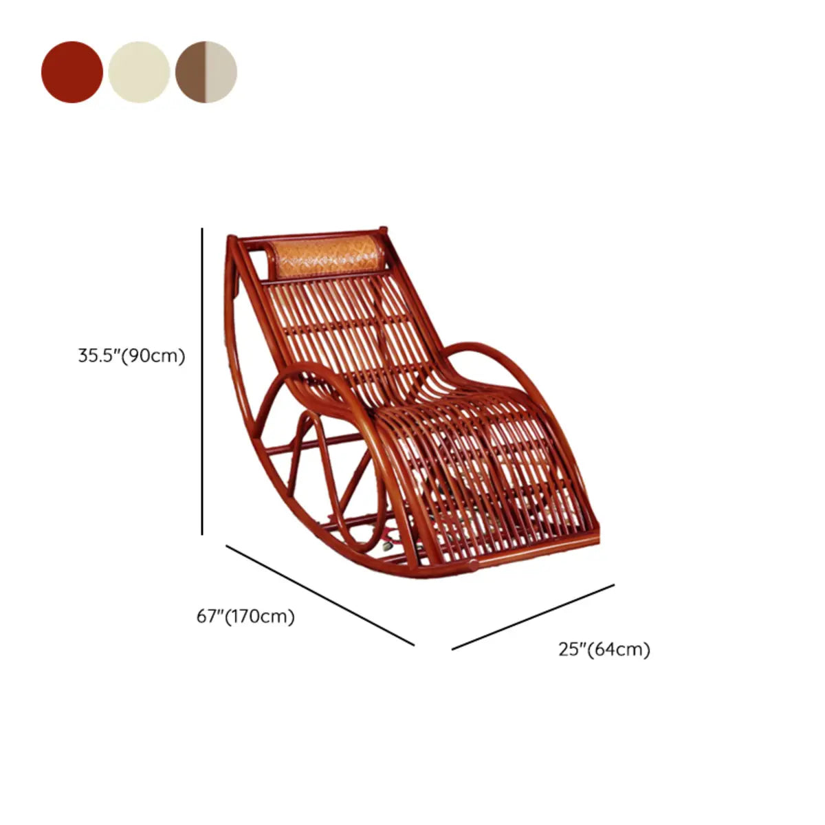 Chestnut Wicker Rattan Track Arms Rocking Chair 