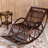 Chestnut Wicker Rattan Track Arms Rocking Chair Image - 4