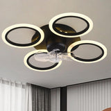 Chic 4 Rings Remote Dimmable Modern Ceiling Fan Light Image - 2