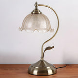 Chic Bell Glass Shade Curved Rope Metal Arm Table Lamp Image - 10