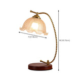 Chic Bell Glass Shade Curved Rope Metal Arm Table Lamp Image - 19