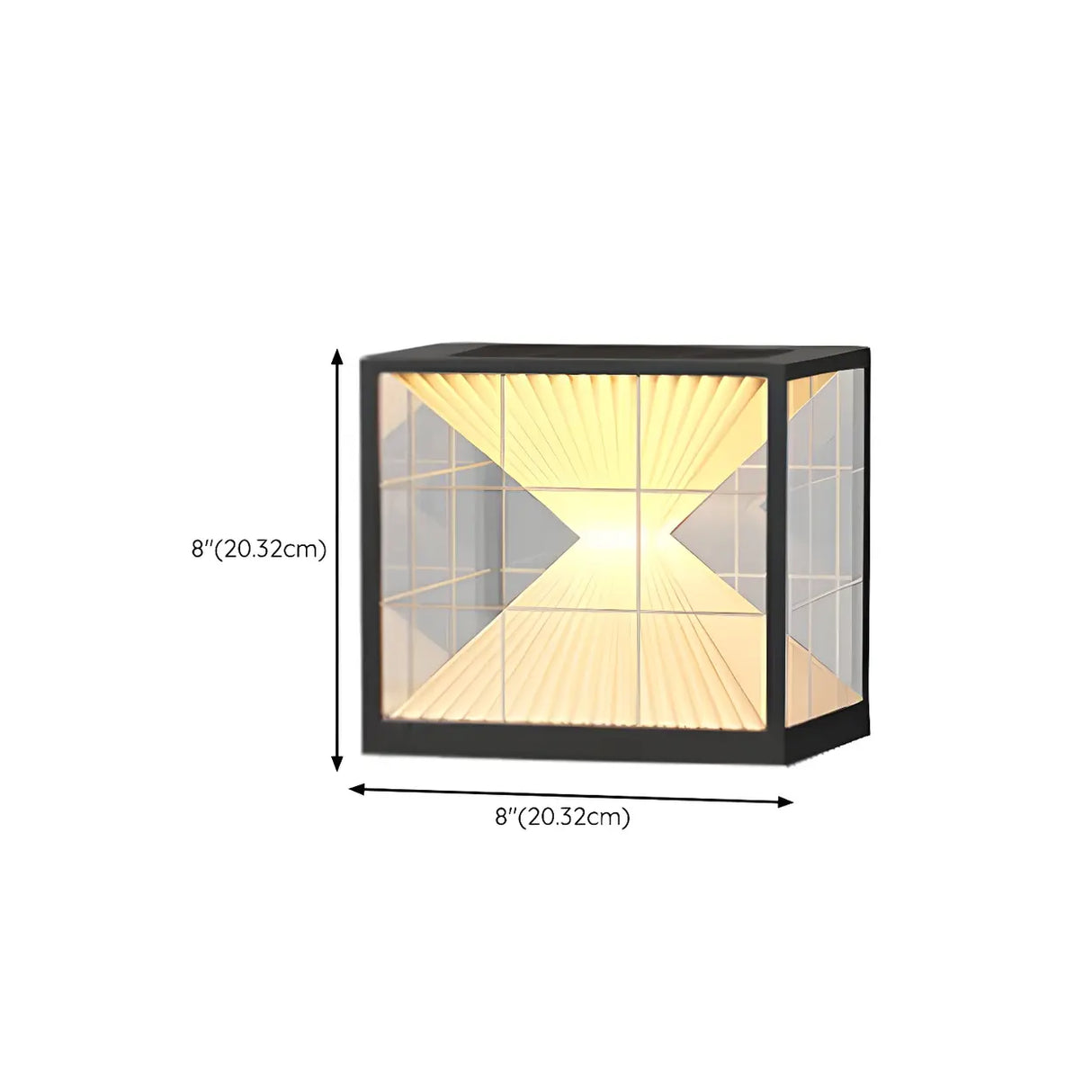 Chic Black Frame Geometric Cube Glass Outdoor Lamp 