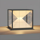 Chic Black Frame Geometric Cube Glass Outdoor Lamp Image - 2