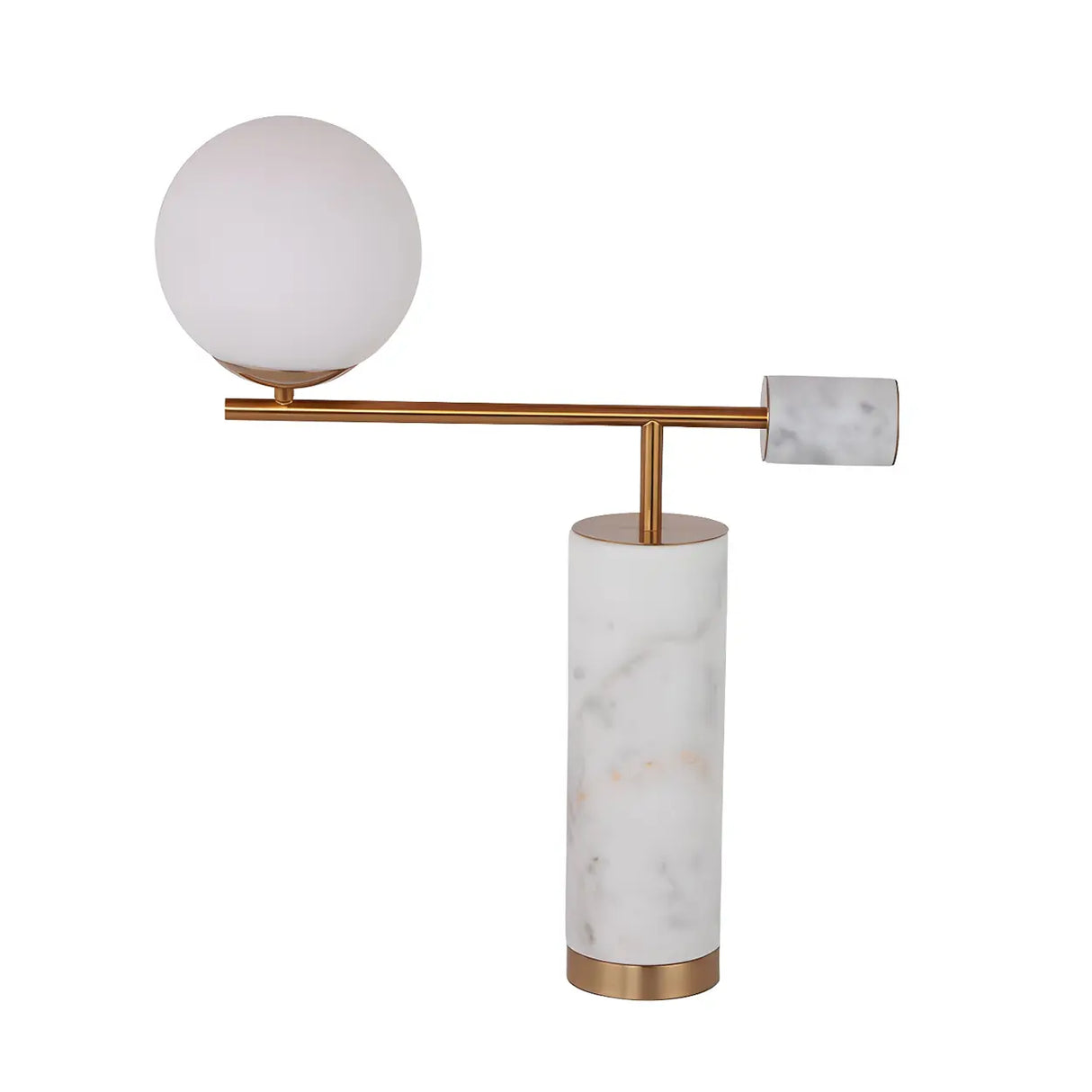 Chic Cylinder Marble Base Glass Orb Bedside Table Lamp Image - 5