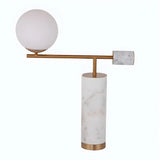 Chic Cylinder Marble Base Glass Orb Bedside Table Lamp Image - 6