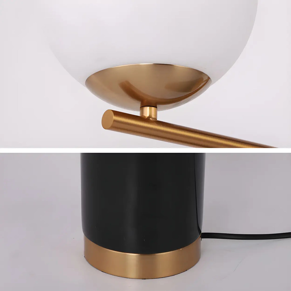 Chic Cylinder Marble Base Glass Orb Bedside Table Lamp Image - 7