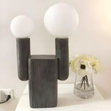 Chic Dual Globe Glass Shades Black Resin Table Lamp Image - 11