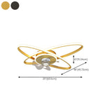 Chic Elegant Dual Oval Ring LED Ceiling Fan with Light #size