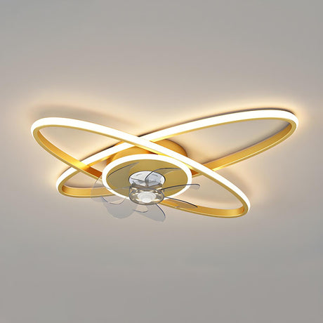 Chic Elegant Dual Oval Ring LED Ceiling Fan with Light Image - 2