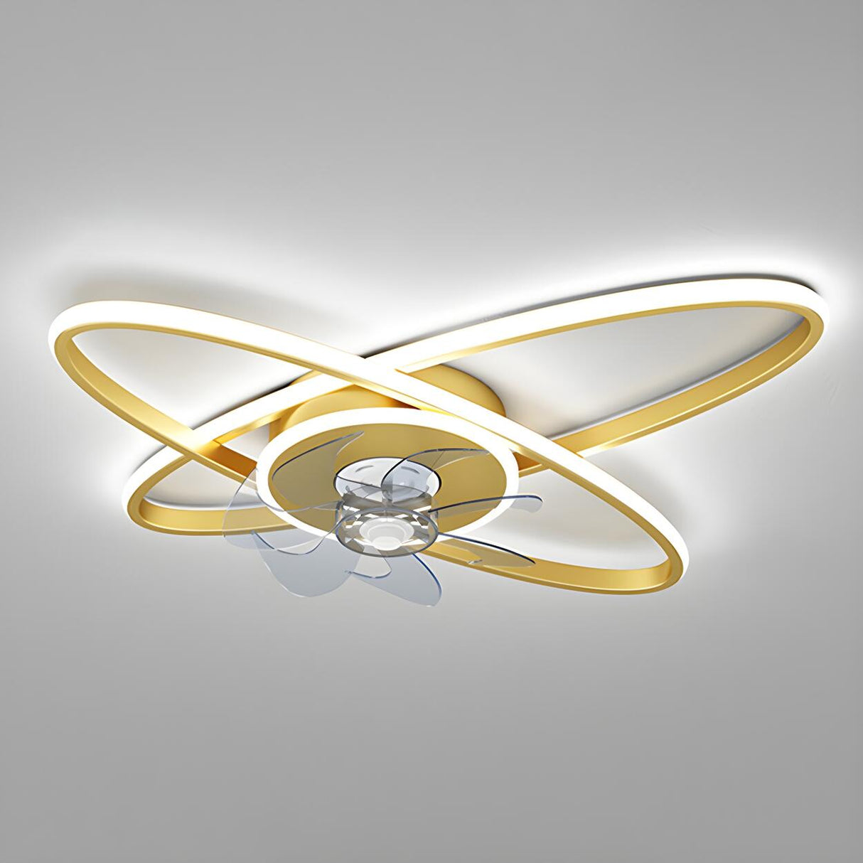 Chic Elegant Dual Oval Ring LED Ceiling Fan with Light Image - 9