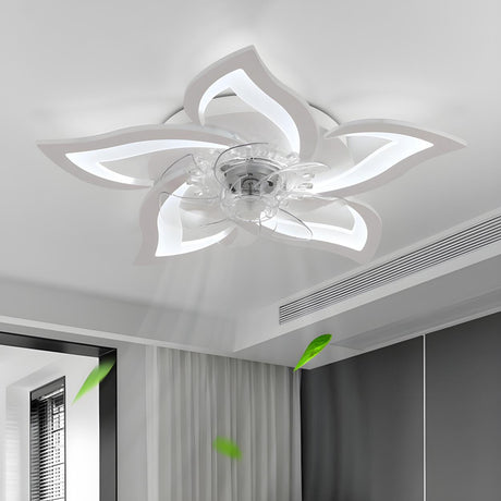 Chic Elegant Flower Flush Mount Ceiling Fan with Light Image - 1