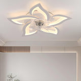 Chic Elegant Flower Flush Mount Ceiling Fan with Light Image - 2