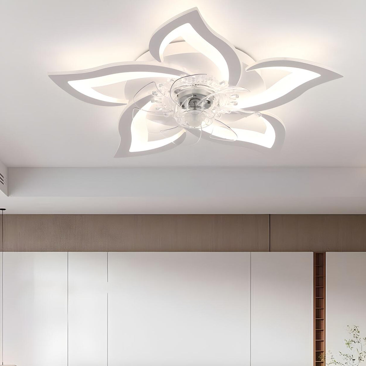 Chic Elegant Flower Flush Mount Ceiling Fan with Light Image - 4