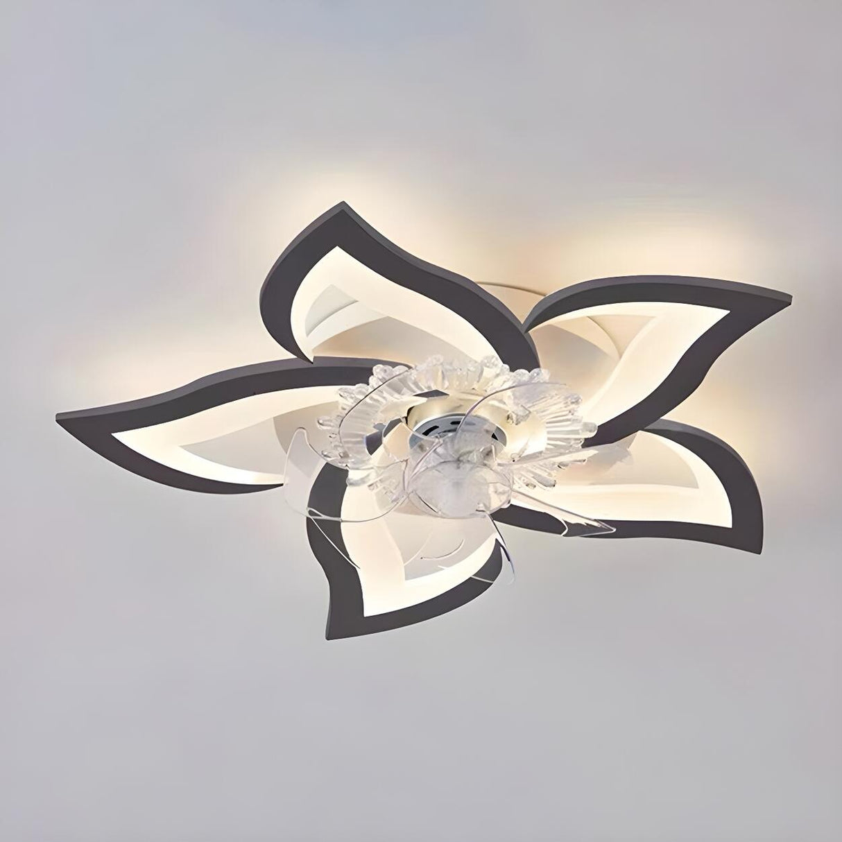 Chic Elegant Flower Flush Mount Ceiling Fan with Light Image - 6