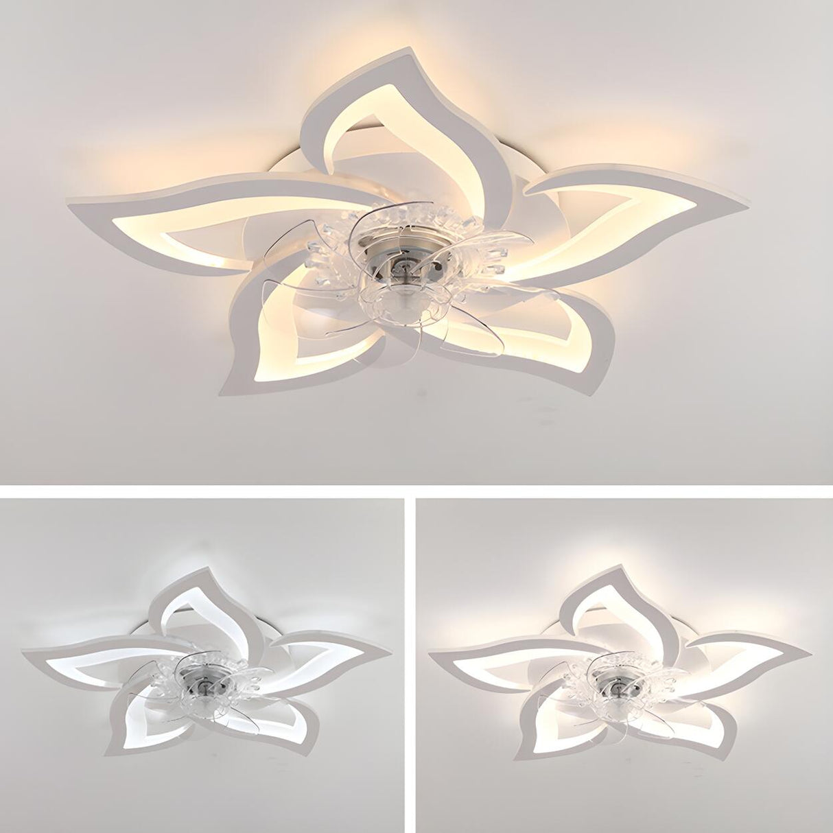 Chic Elegant Flower Flush Mount Ceiling Fan with Light Image - 9