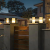 Chic Elegant Outdoor Rectangle Metal LED Pillar Lamp Image - 11