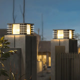 Chic Elegant Outdoor Rectangle Metal LED Pillar Lamp Image - 3