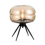 Chic Glass Dome Lampshade Black Stand Base Table Lamp Image - 5