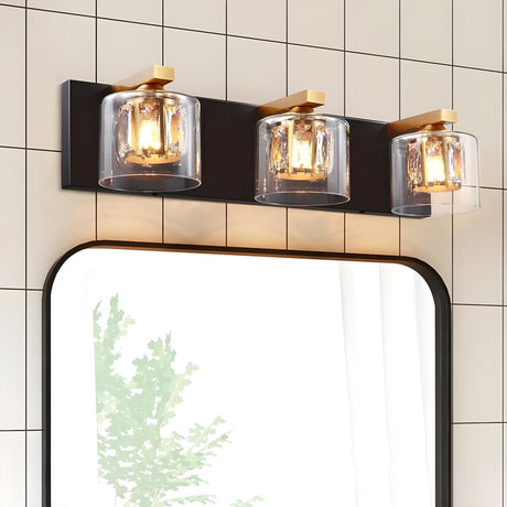 Chic Glass Shade Multi-Light Steel Bath Vanity Light Image - 1