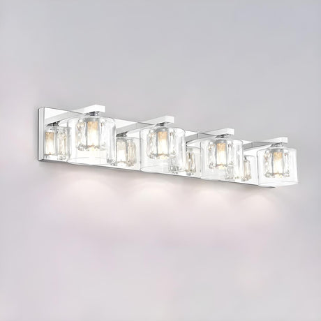 Chic Glass Shade Multi-Light Steel Bath Vanity Light Image - 2