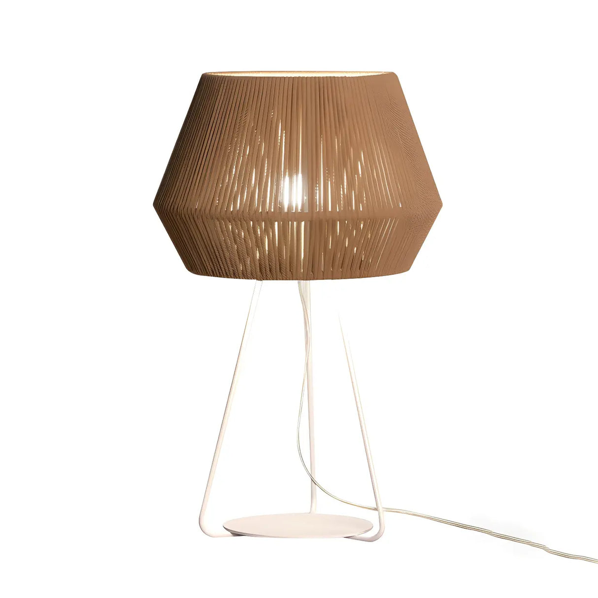 Chic Hollow Rope Shade Geometric Tripod Table Lamp Image - 5