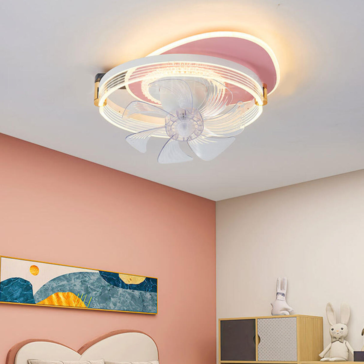 Chic Modern Remote Clear Blade Ceiling Fan with Light Image - 11