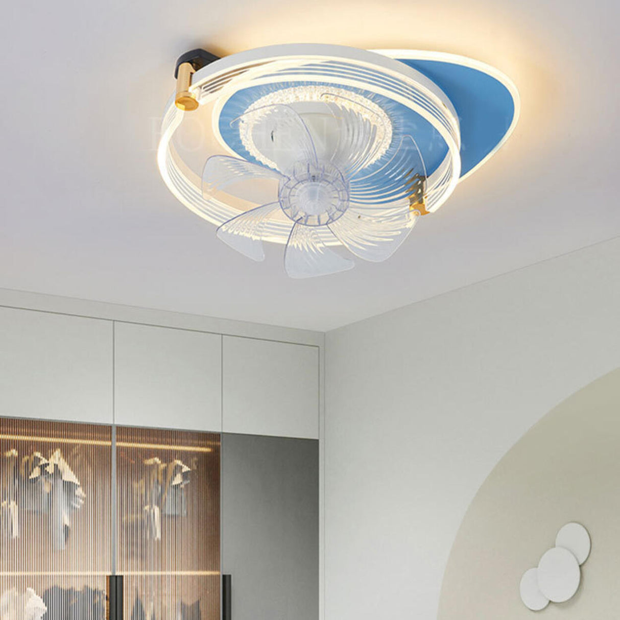 Chic Modern Remote Clear Blade Ceiling Fan with Light Image - 4