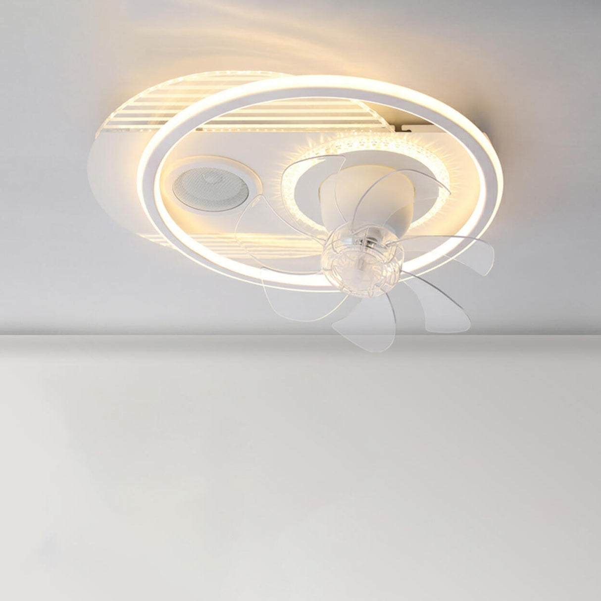 Chic Modern Round 7-Blade Ceiling Fan with LED Light Image - 11