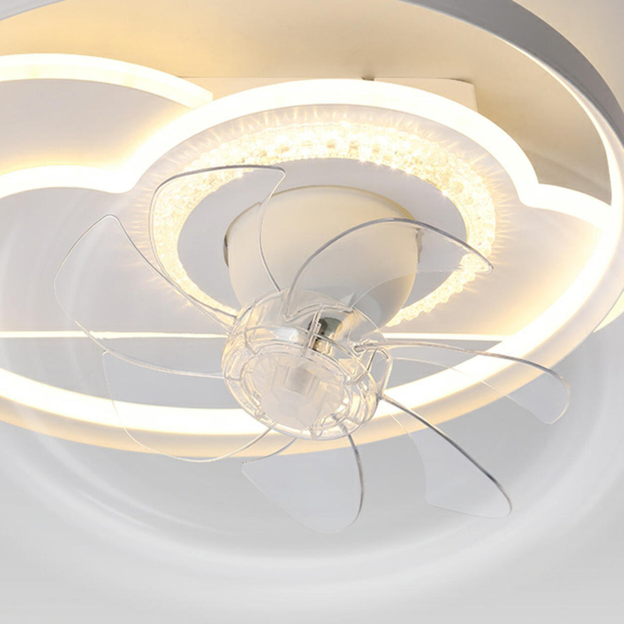 Chic Modern Round 7-Blade Ceiling Fan with LED Light Image - 14