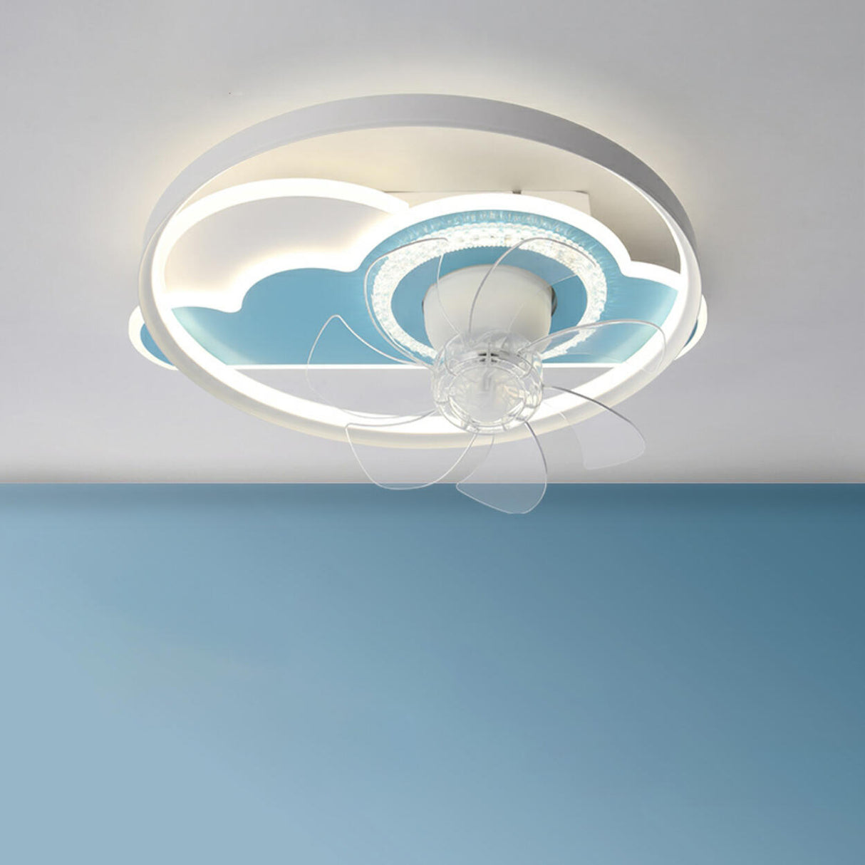 Chic Modern Round 7-Blade Ceiling Fan with LED Light Image - 2