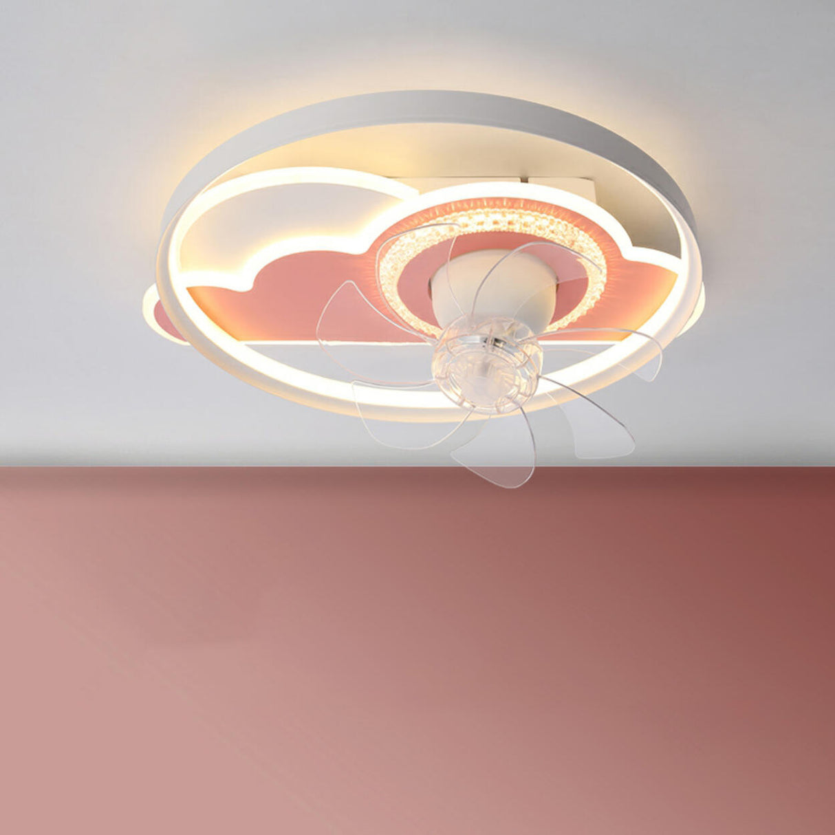 Chic Modern Round 7-Blade Ceiling Fan with LED Light Image - 3