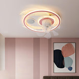 Chic Modern Round 7-Blade Ceiling Fan with LED Light Image - 4