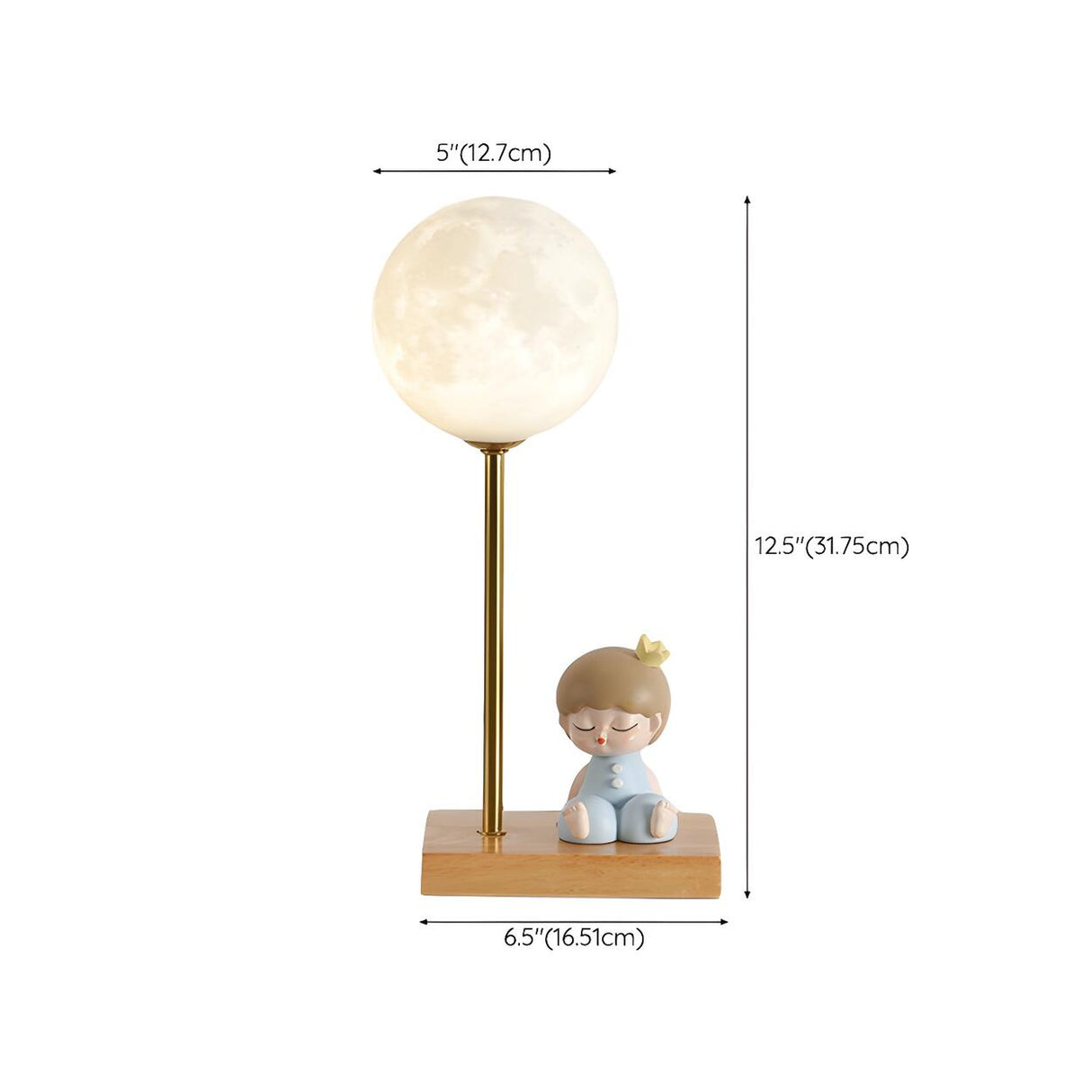 Chic Moon Globe Wooden Bedside Lamp with Rocker Switch 