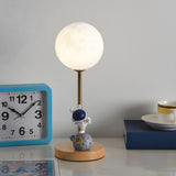 Chic Moon Globe Wooden Bedside Lamp with Rocker Switch Image - 7