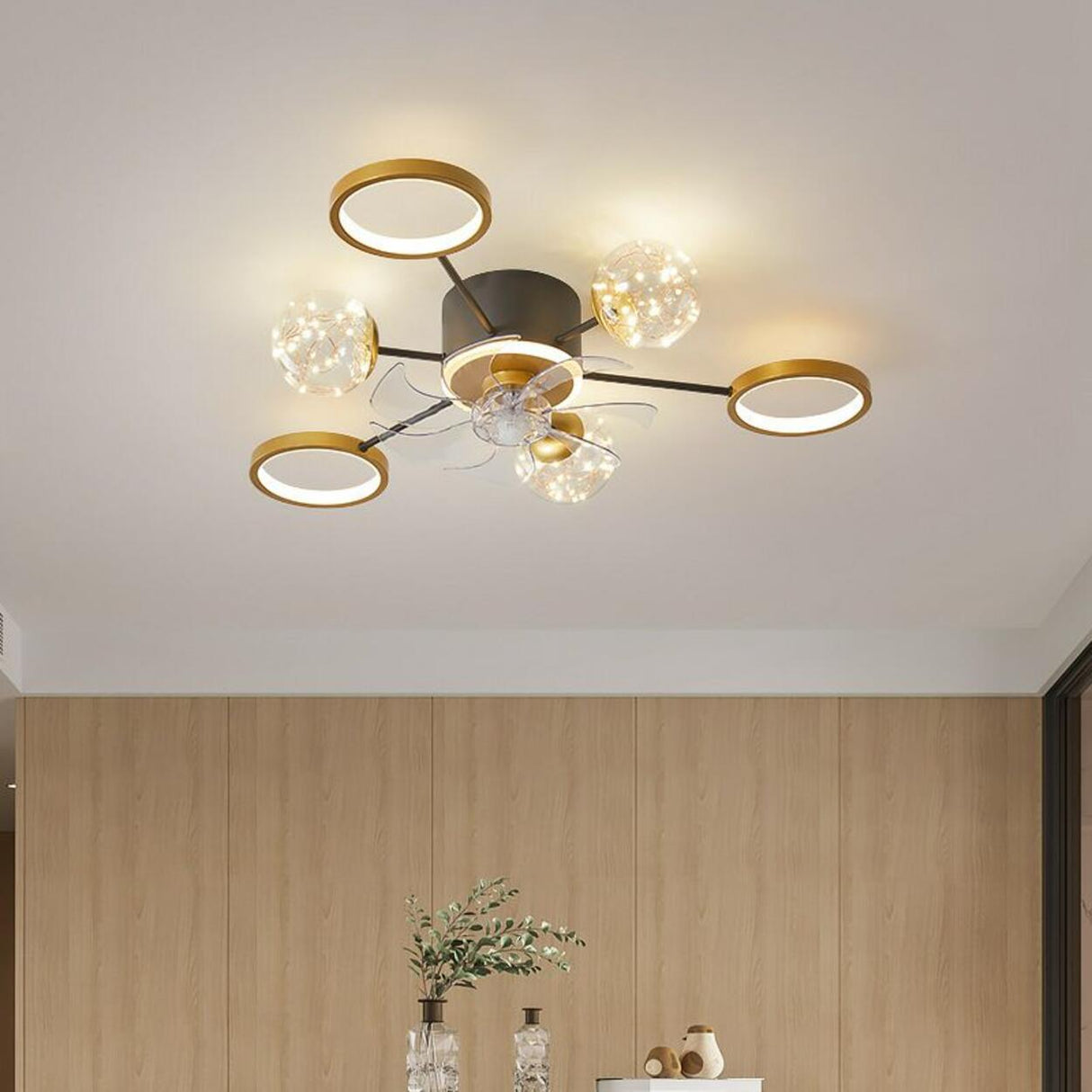 Chic Multi-Light Starburst Ceiling Fan with LED Lights Image - 8