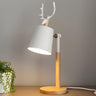 Chic Nordic Antler Barrel Shade Wooden Base Table Lamp Image - 2