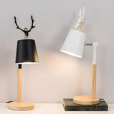 Chic Nordic Antler Barrel Shade Wooden Base Table Lamp Image - 4