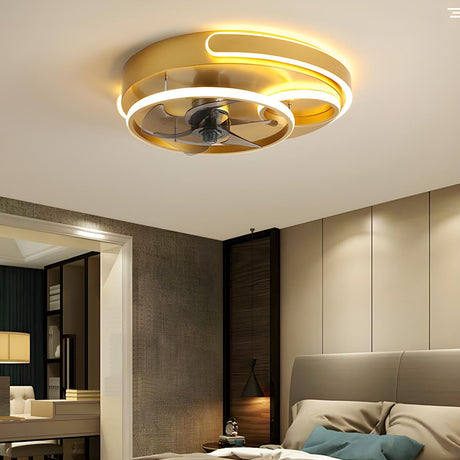 Chic Nordic Gold Circle LED Ceiling Fan with LED Light Image - 1