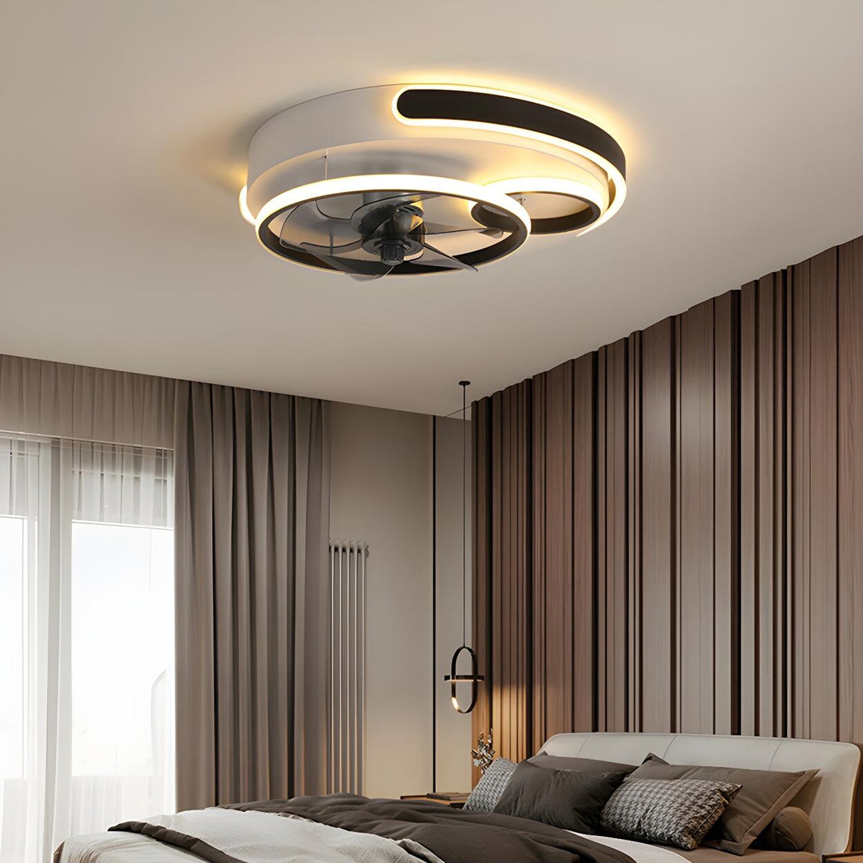 Chic Nordic Gold Circle LED Ceiling Fan with LED Light Image - 11