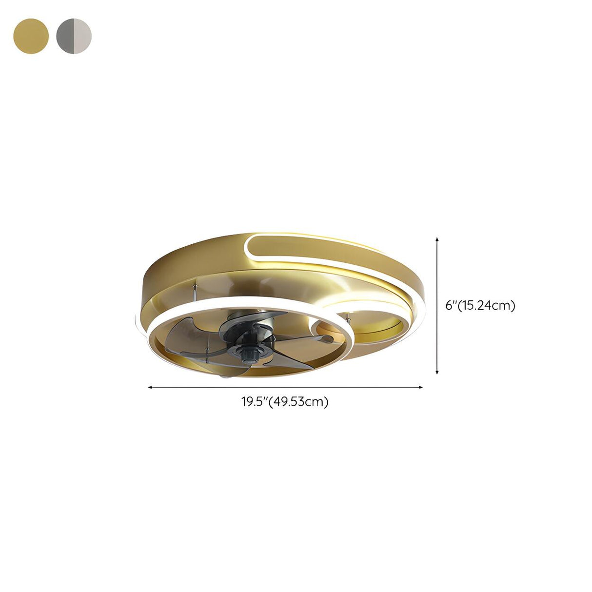 Chic Nordic Gold Circle LED Ceiling Fan with LED Light 