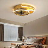 Chic Nordic Gold Circle LED Ceiling Fan with LED Light Image - 3