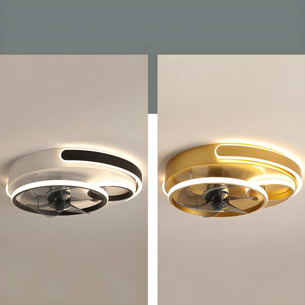 Chic Nordic Gold Circle LED Ceiling Fan with LED Light Image - 8