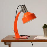 Chic Orange Cone Shade Curved Arm Metal Table Lamp Image - 1