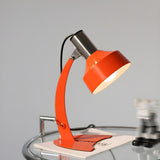 Chic Orange Cone Shade Curved Arm Metal Table Lamp Image - 14