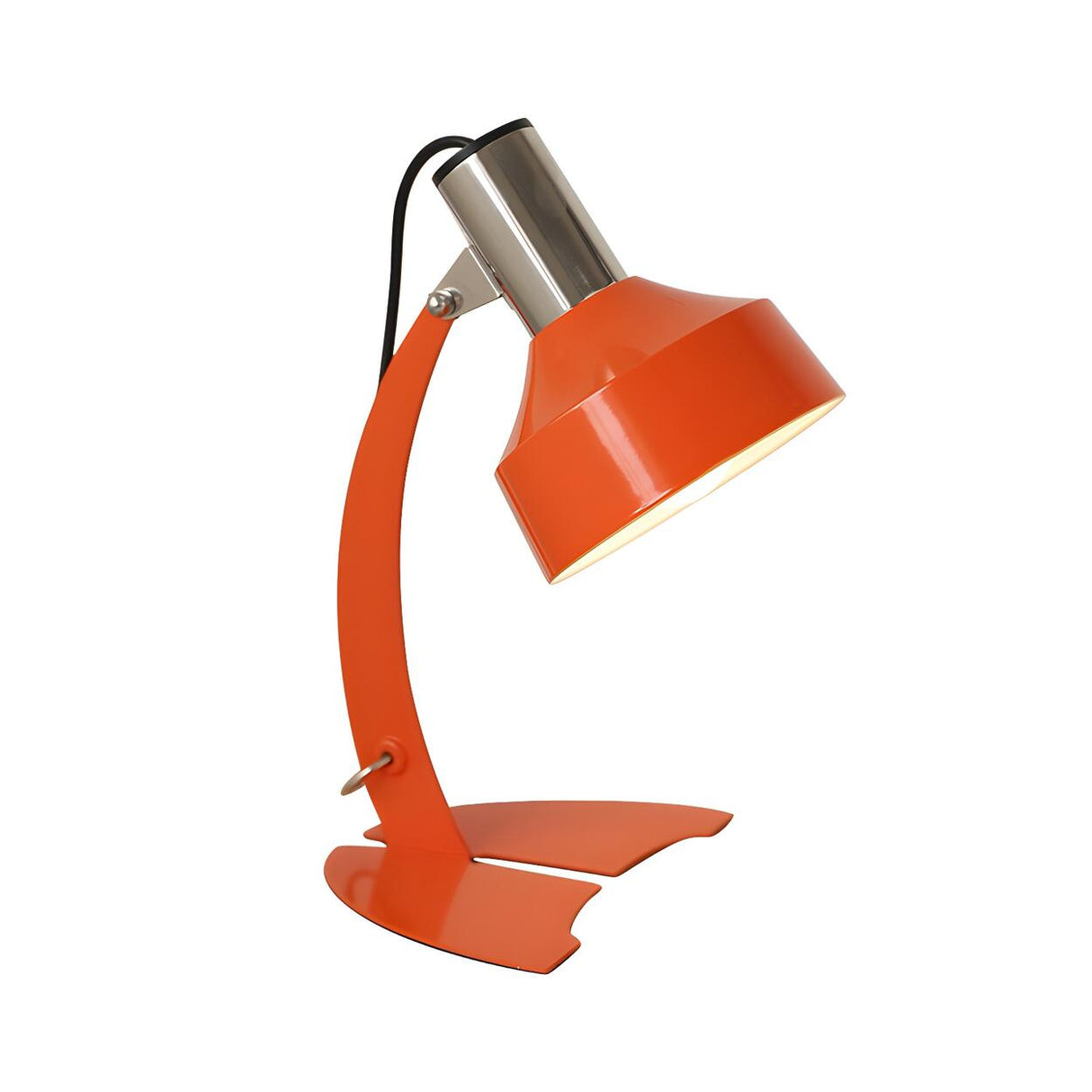 Chic Orange Cone Shade Curved Arm Metal Table Lamp Image - 5